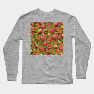 Tossed Apples on Green Fence Square Long Sleeve T-Shirt